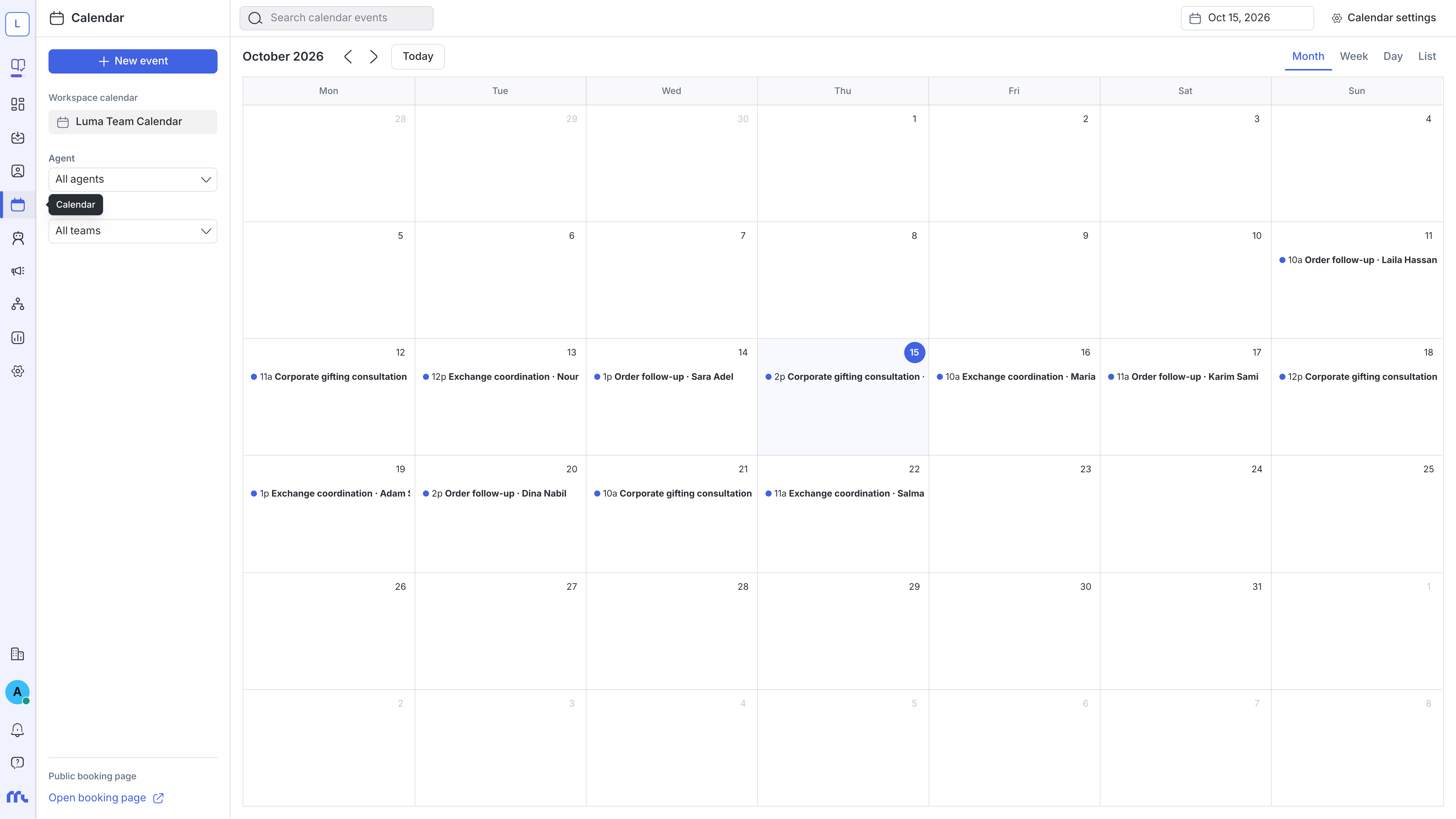 Message Pro calendar